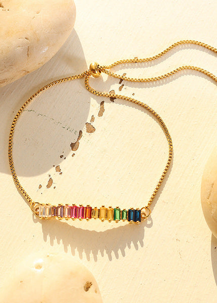 European and American ins style neutral minimalist send lover color zircon bracelet emerging non-fading texture titanium steel gold-plated chain