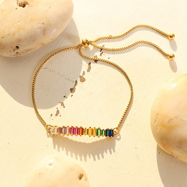 European and American ins style neutral minimalist send lover color zircon bracelet emerging non-fading texture titanium steel gold-plated chain