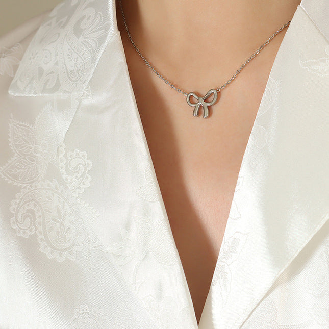 European and American ins style kawaii niche design bow pendant necklace personality fashion versatile clavicle chain jewelry