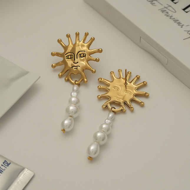 Jieding European and American stainless steel pearl earrings, light luxury, high-end earrings, 18k gold, titanium steel jewelry, cross-border earring