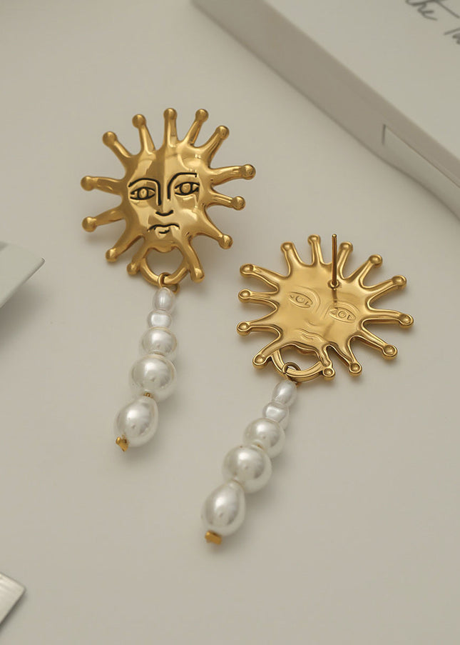 Jieding European and American stainless steel pearl earrings, light luxury, high-end earrings, 18k gold, titanium steel jewelry, cross-border earring