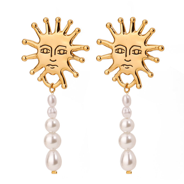 Jieding European and American stainless steel pearl earrings, light luxury, high-end earrings, 18k gold, titanium steel jewelry, cross-border earring