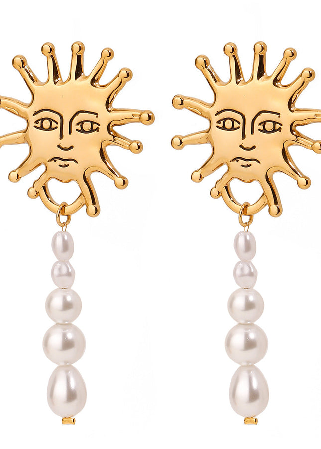 Jieding European and American stainless steel pearl earrings, light luxury, high-end earrings, 18k gold, titanium steel jewelry, cross-border earring