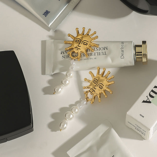 Jieding European and American stainless steel pearl earrings, light luxury, high-end earrings, 18k gold, titanium steel jewelry, cross-border earring