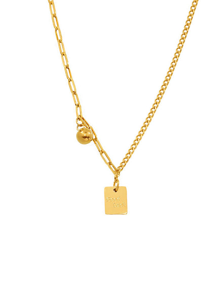 Mystery Li, square brand letter, Good Luck stitched chain, light luxury necklace, stainless steel, color-retaining clavicle necklace tide