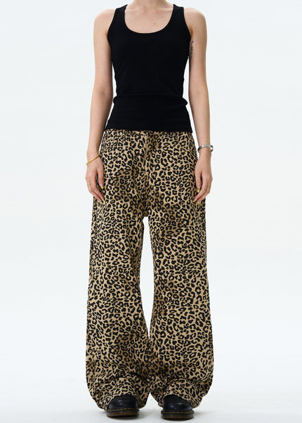 Leopard Loose Fit Bootcut Jeans for Men and Women - Men’s Jeans