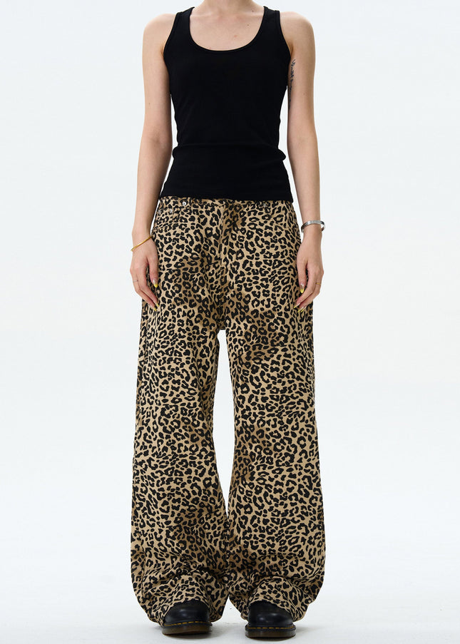 Leopard Loose Fit Bootcut Jeans for Men and Women - Men’s Jeans