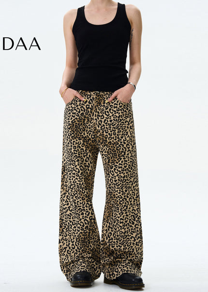 Leopard Loose Fit Bootcut Jeans for Men and Women - S / Leopard - Men’s Jeans