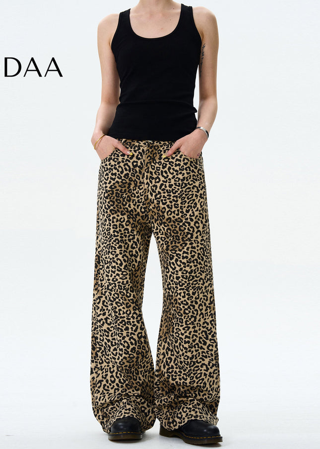 Leopard Loose Fit Bootcut Jeans for Men and Women - S / Leopard - Men’s Jeans