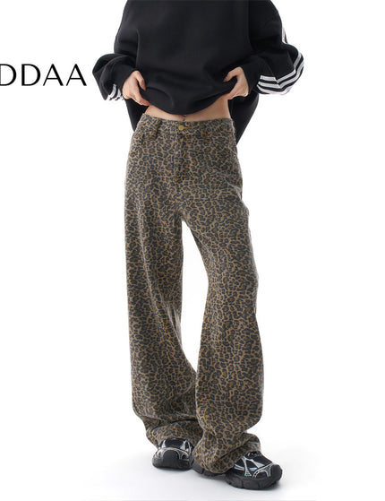 Leopard Print Loose Fit Wide Leg Jeans for Women - XS / Leopard - Women’s Jeans
