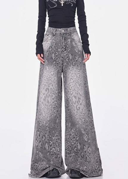 Leopard Print Loose Wide-Leg Jeans for Women - Women’s Jeans
