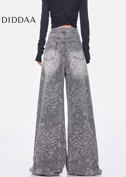 Leopard Print Loose Wide-Leg Jeans for Women - Women’s Jeans