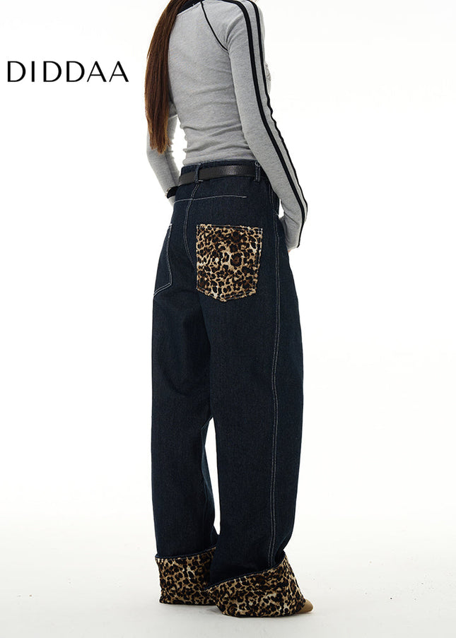 Leopard Print Luxury Straight Jeans for Couples - Women’s Jeans