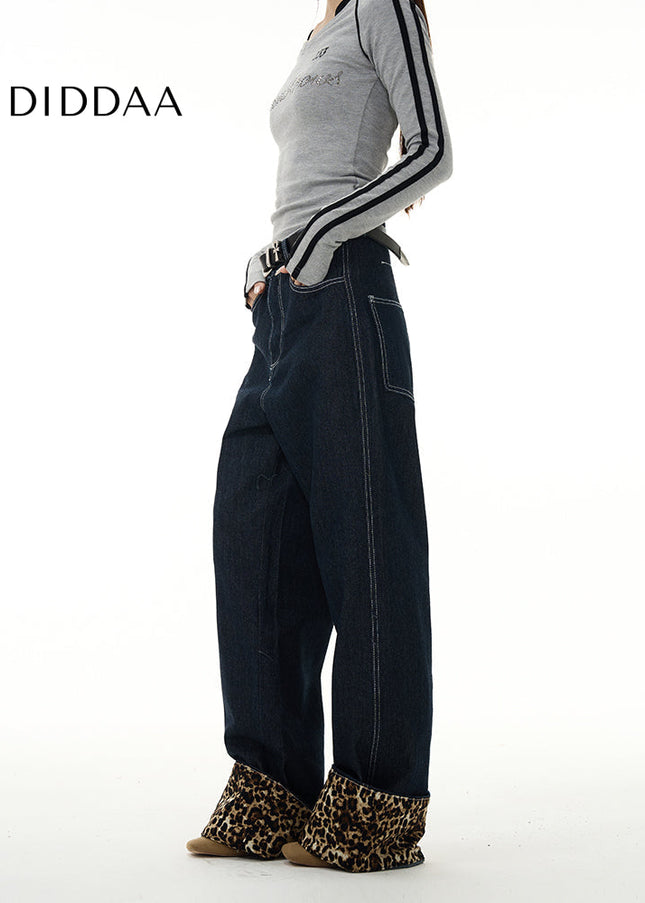 Leopard Print Luxury Straight Jeans for Couples - Women’s Jeans