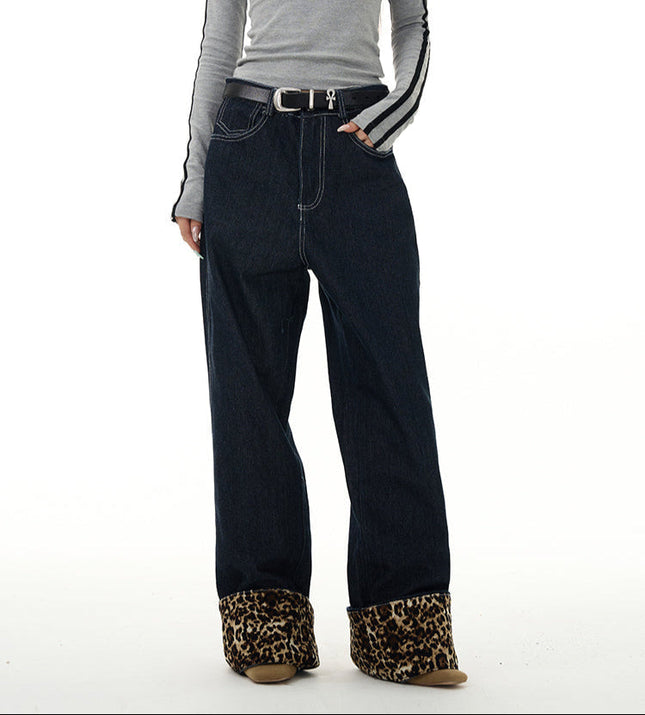 Leopard Print Luxury Straight Jeans for Couples - Women’s Jeans