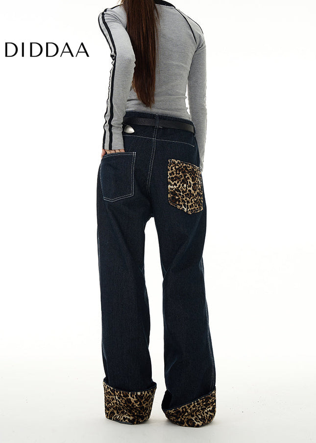 Leopard Print Luxury Straight Jeans for Couples - Women’s Jeans