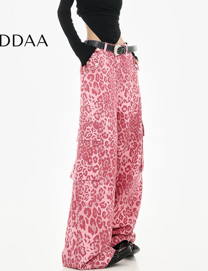 Leopard Print Straight Jeans with Hip Hop Style Female - S / Pink - Women’s Jeans