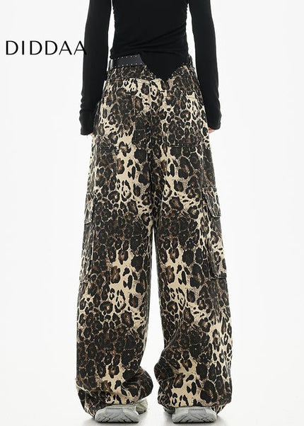 Leopard Print Straight Jeans with Hip Hop Style Female - Women’s Jeans