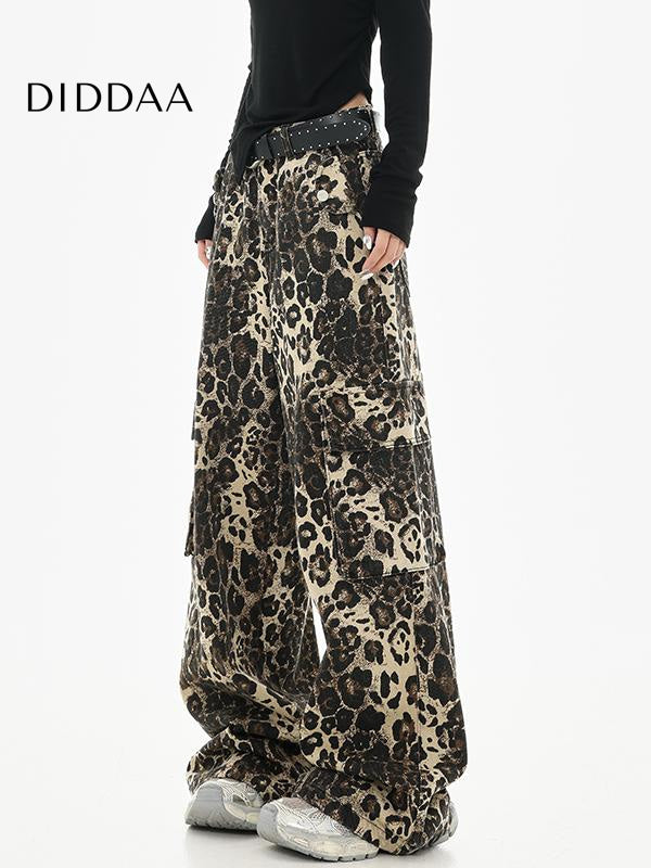 Leopard Print Straight Jeans with Hip Hop Style Female - Women’s Jeans