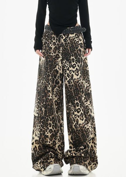 Leopard Print Straight Jeans with Hip Hop Style Female - Women’s Jeans
