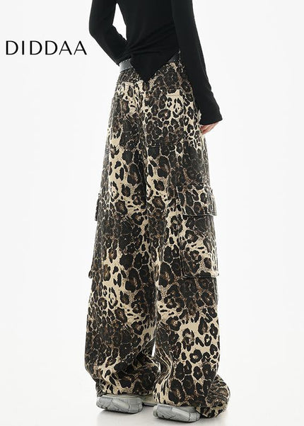 Leopard Print Straight Jeans with Hip Hop Style Female - Women’s Jeans