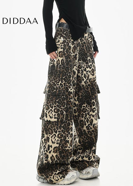 Leopard Print Straight Jeans with Hip Hop Style Female - Women’s Jeans