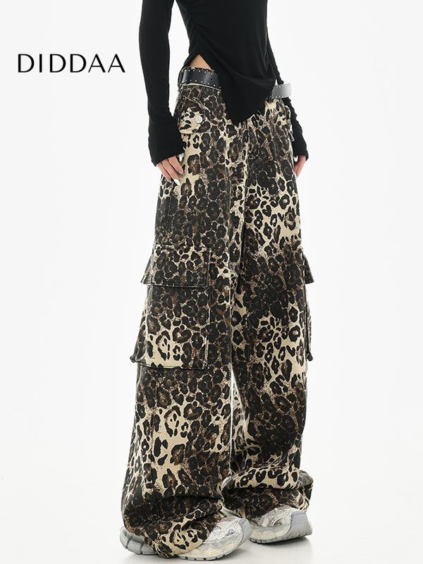 Leopard Print Straight Jeans with Hip Hop Style Female - Women’s Jeans