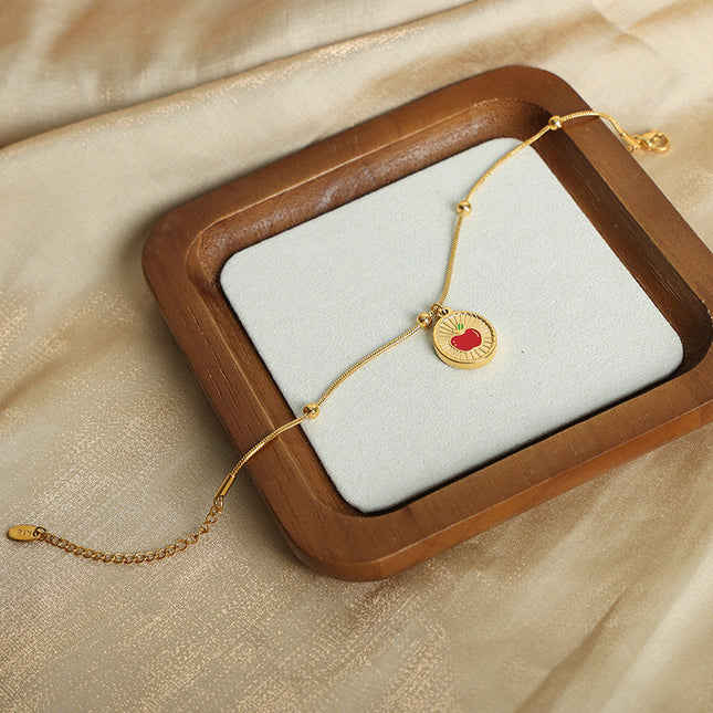 New cross-border French retro light luxury fashion niche design enamel color glazed titanium steel gold-plated pendant bracelet jewelry