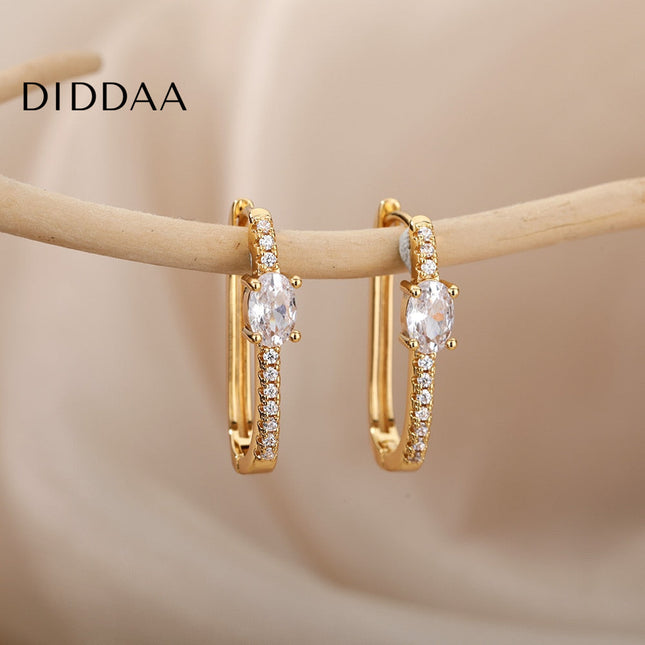 Liberte Earrings | Gold Silver Zirconia Stone Hoop Earrings - Earrings