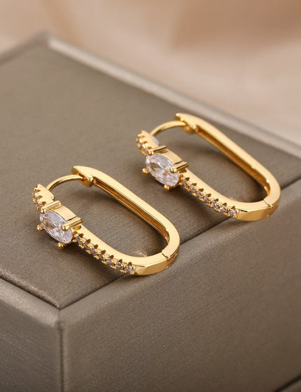 Liberte Earrings | Gold Silver Zirconia Stone Hoop Earrings - Gold - Earrings