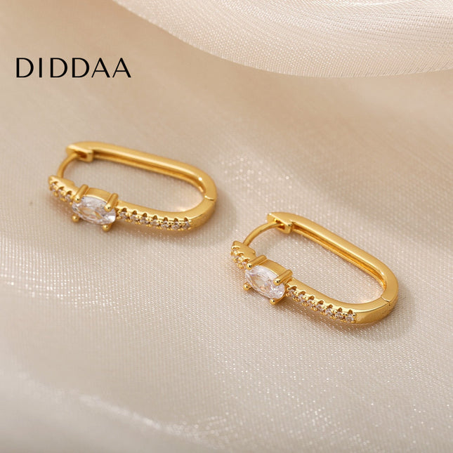 Liberte Earrings | Gold Silver Zirconia Stone Hoop Earrings - Earrings