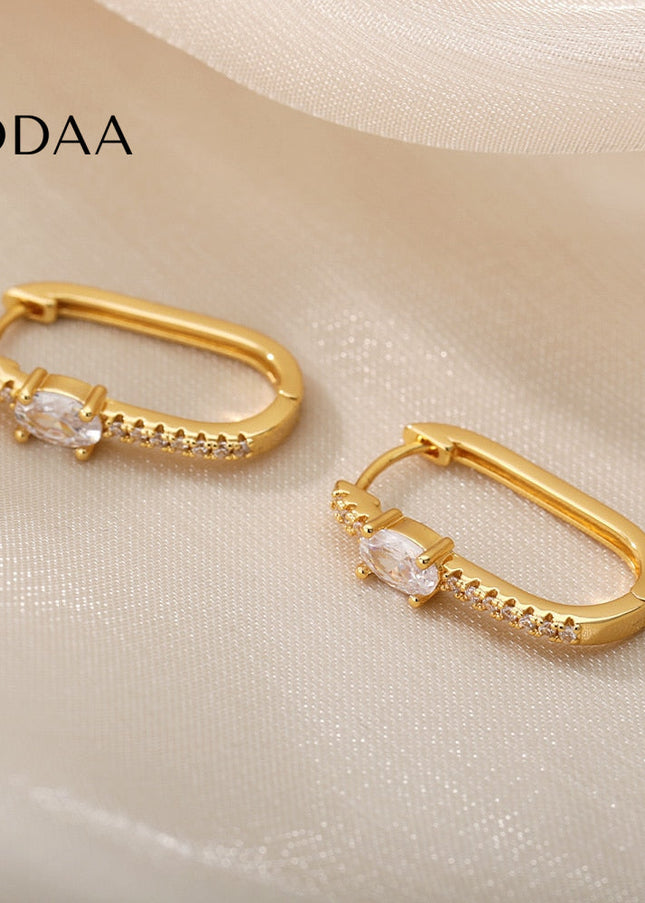 Liberte Earrings | Gold Silver Zirconia Stone Hoop Earrings - Earrings