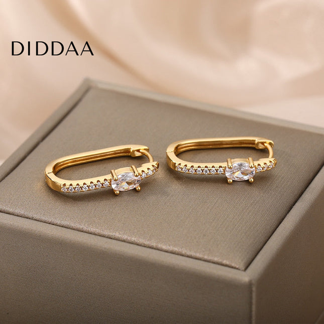 Liberte Earrings | Gold Silver Zirconia Stone Hoop Earrings - Earrings