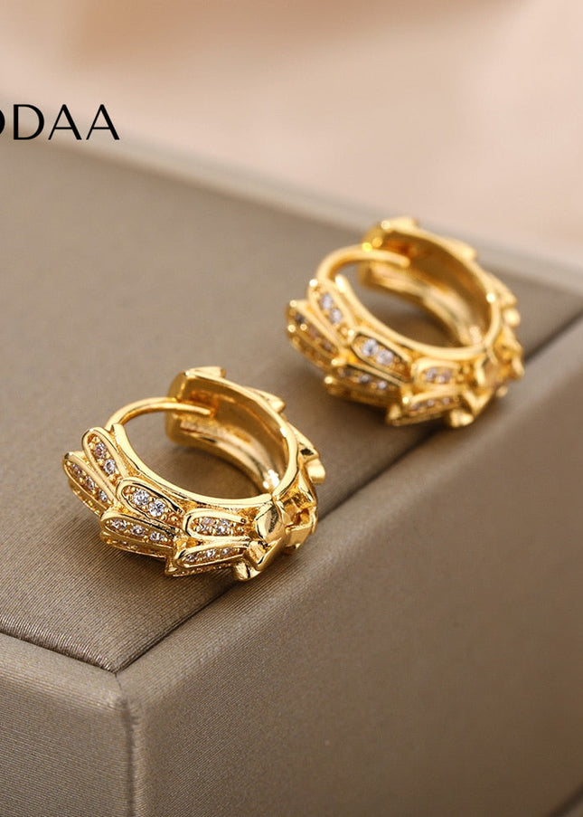 Libido Earrings | Gold Silver Zirconia Statement Hoop Earrings - Gold - Earrings