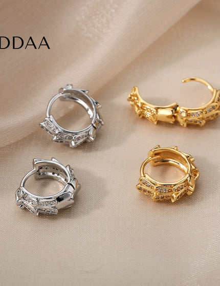 Libido Earrings | Gold Silver Zirconia Statement Hoop Earrings - Silver - Earrings