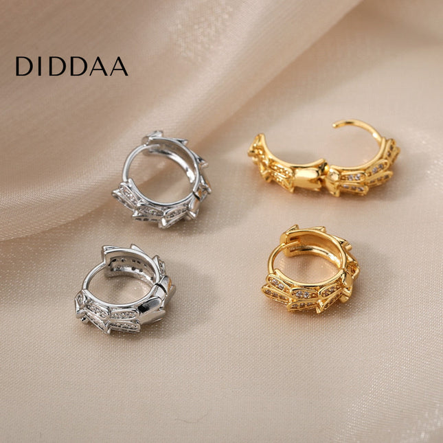 Libido Earrings | Gold Silver Zirconia Statement Hoop Earrings - Silver - Earrings