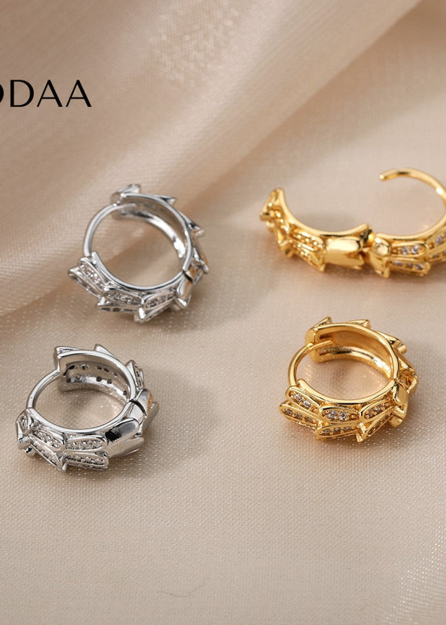 Libido Earrings | Gold Silver Zirconia Statement Hoop Earrings - Silver - Earrings