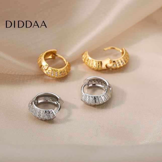 Licit Earrings | Gold Silver Zirconia Statement Hoop Earrings - Silver - Earrings