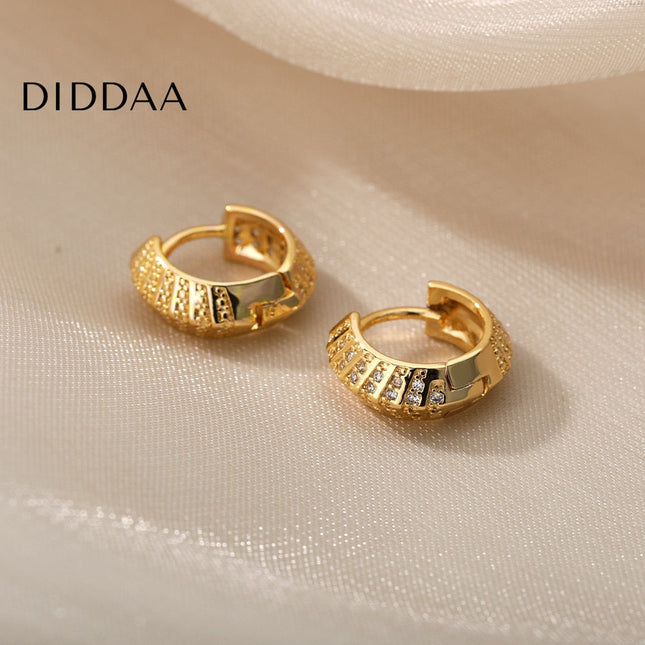 Licit Earrings | Gold Silver Zirconia Statement Hoop Earrings - Earrings