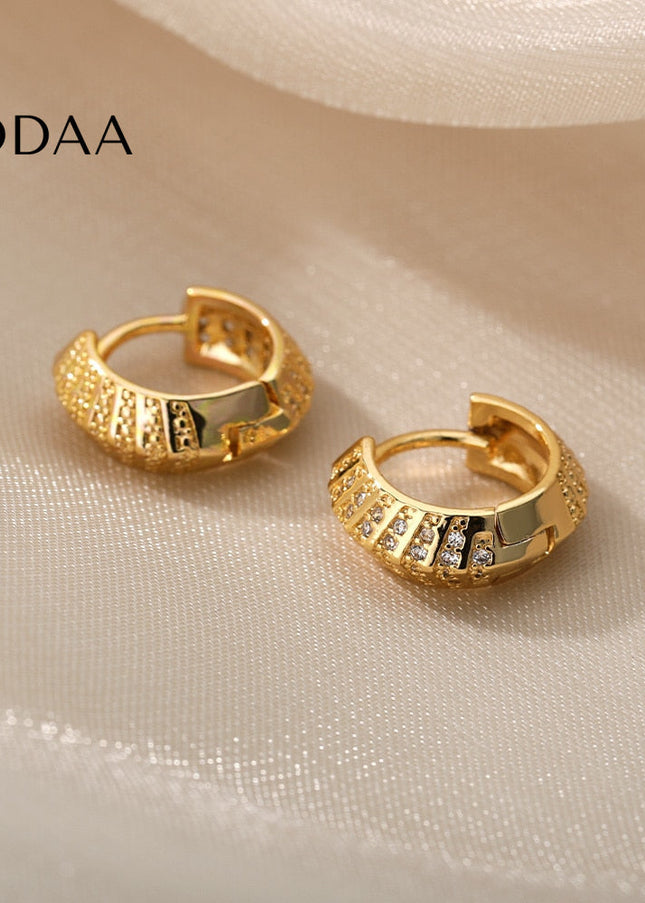 Licit Earrings | Gold Silver Zirconia Statement Hoop Earrings - Earrings