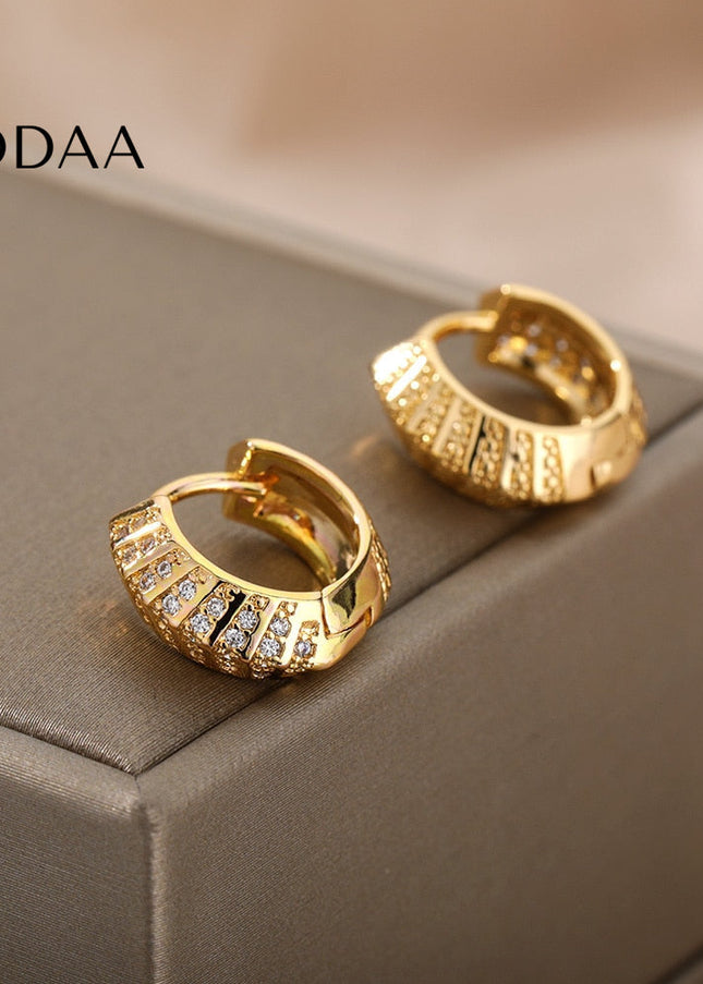 Licit Earrings | Gold Silver Zirconia Statement Hoop Earrings - Earrings