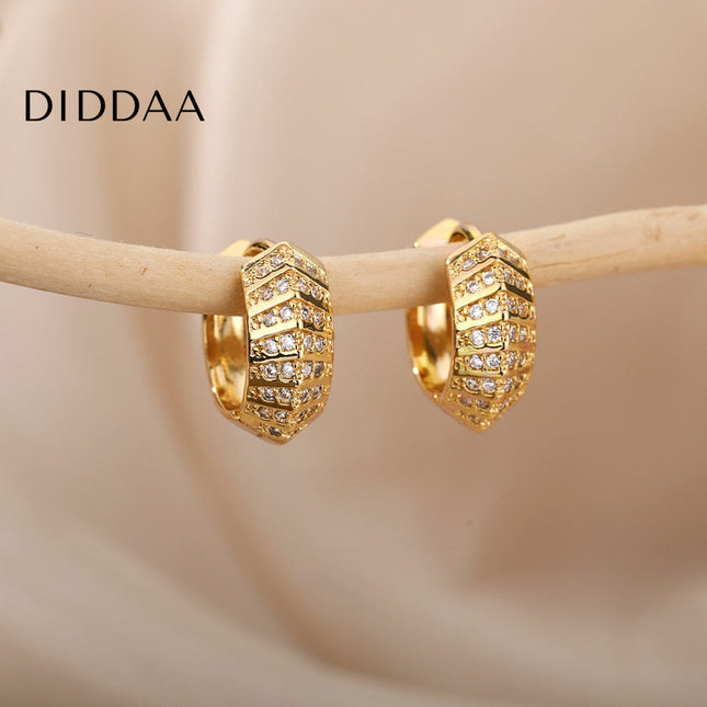 Licit Earrings | Gold Silver Zirconia Statement Hoop Earrings - Earrings