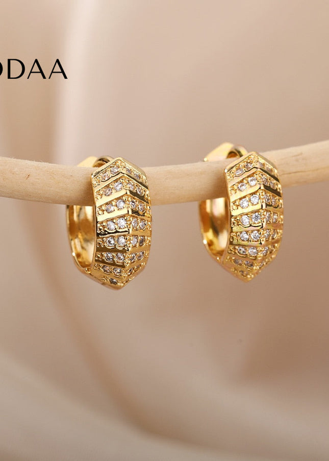 Licit Earrings | Gold Silver Zirconia Statement Hoop Earrings - Earrings