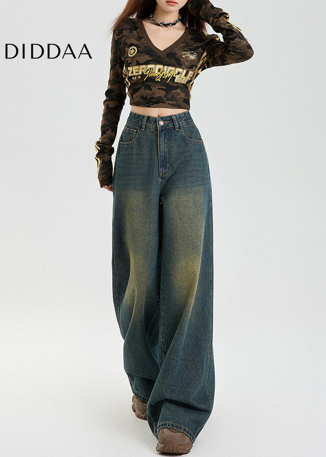 Light Blue American Nostalgic Wide-Leg Jeans - Women’s Jeans