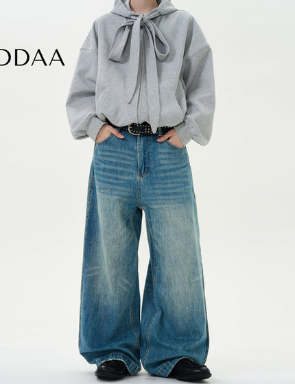 Light Blue Baggy Washed Jeans for Men Street Fashion - S / Mid Blue - Men’s Jeans
