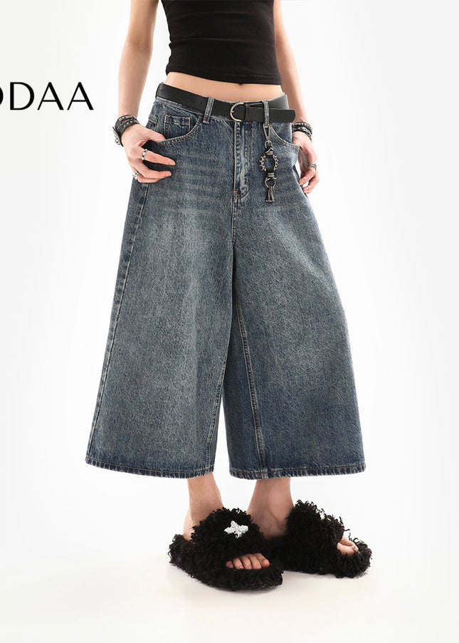 Light Blue Casual Loose Cropped Jeans for Women - S / Vintage Blue - Women’s Jeans