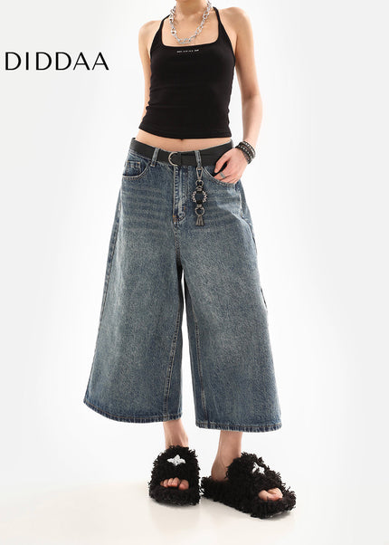 Light Blue Casual Loose Cropped Jeans for Women - Women’s Jeans