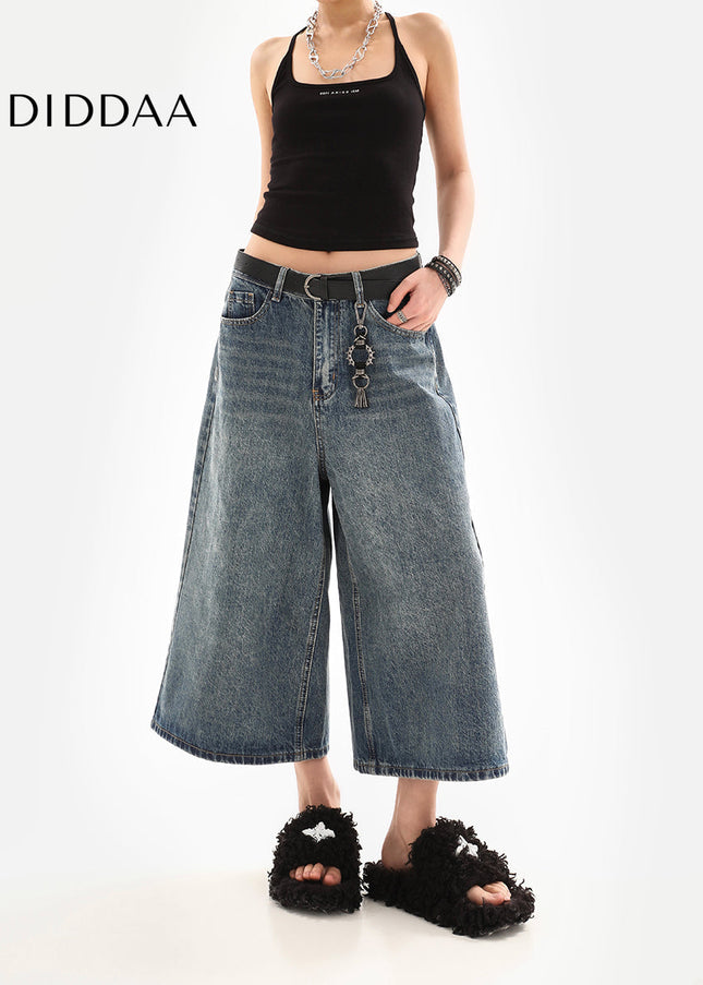 Light Blue Casual Loose Cropped Jeans for Women - Women’s Jeans