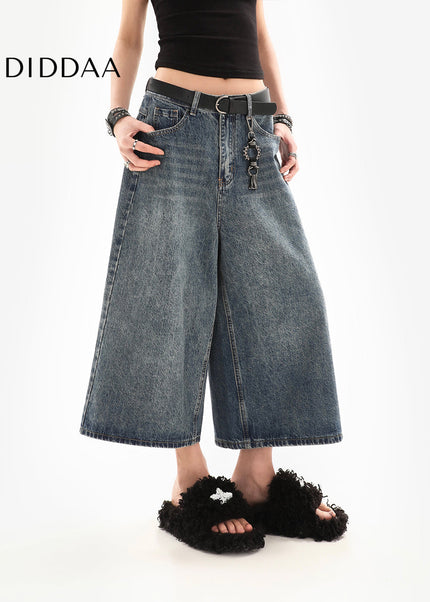 Light Blue Casual Loose Cropped Jeans for Women - Women’s Jeans