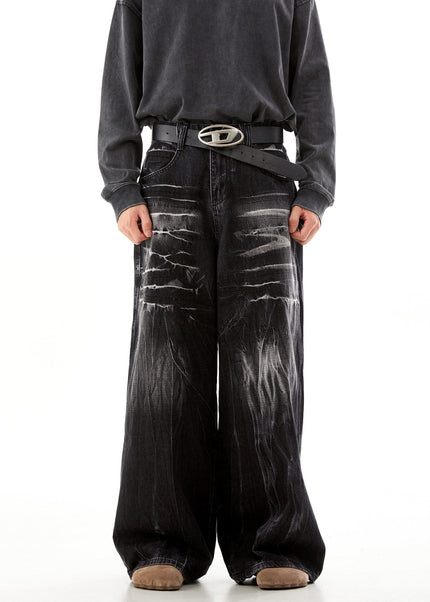 Light Blue Distressed Baggy Jeans for Men - Men’s Jeans